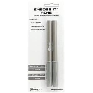 Emboss It Pens - Tinta Gris - Brush Tip y Bullet Tip
