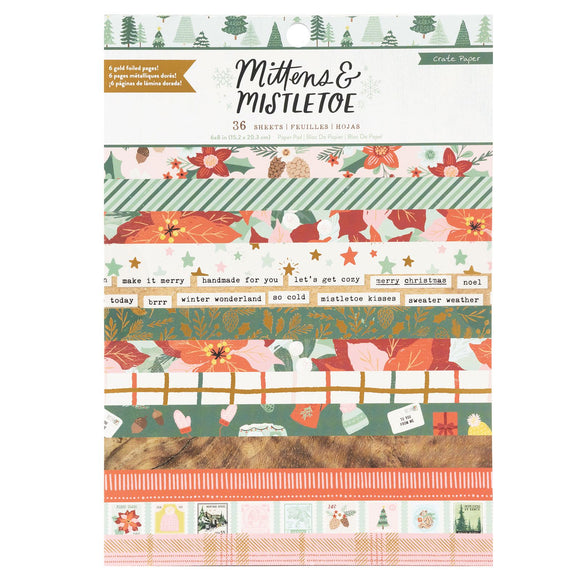 Paper Pad 6x8 - Mittens & Mistletoe - Crate Paper