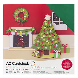 Paquete de Cartulinas de Colores 12x12 - AC Cardstock - Navidad