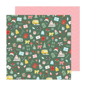 Papel con Diseño 12x12 - Make it Merry - Mittens & Mistletoe - Crate Paper