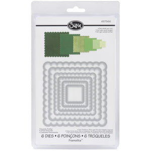 Sizzix Framelits - Squares, Scallop - Cuadrados Escalopados