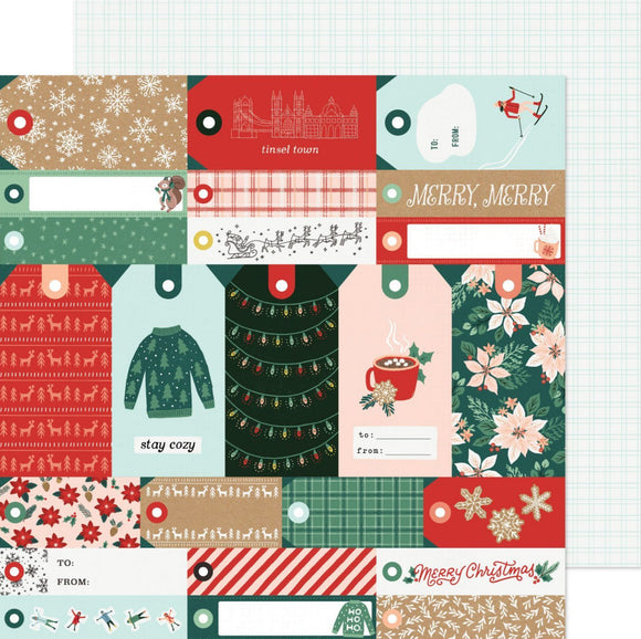 Papel con Diseño 12x12 - Merry Merry - Busy Sidewalks - Crate Paper