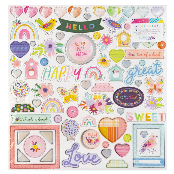 Chipboard Stickers con Foil Holográfico - Blooming Wild - Page Evans