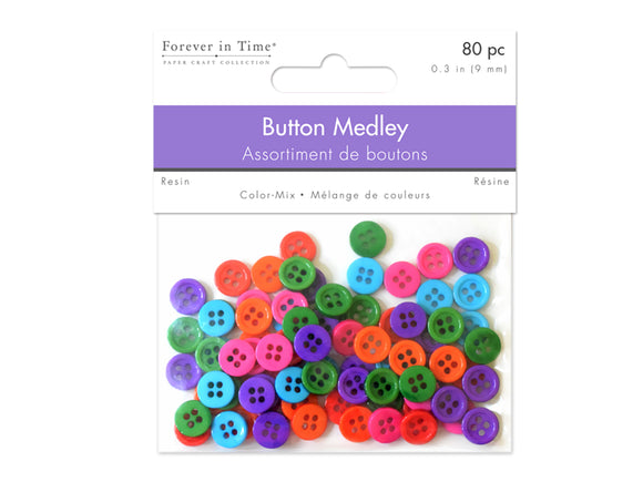 Mini Botones 9mm - Colores Brillantes - 80 piezas