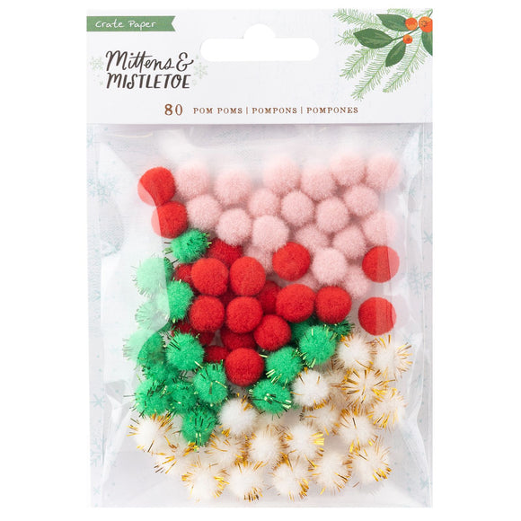 Mini Pompones Variados - Mittens & Mistletoe - Crate Paper
