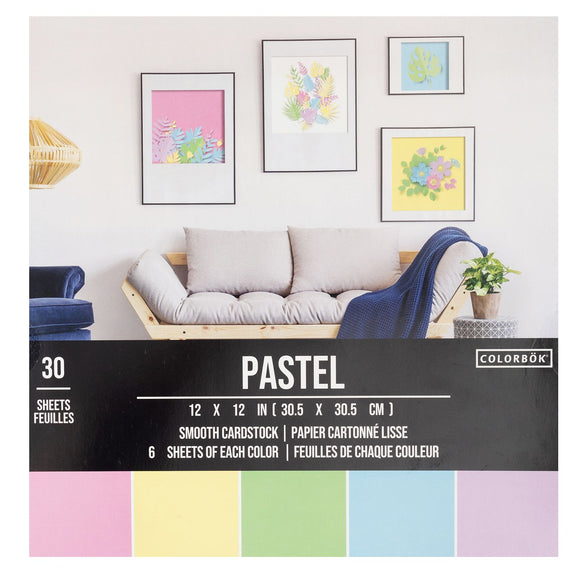 Paquete de Cartulinas 12x12 - Colores Pasteles - Colorbok